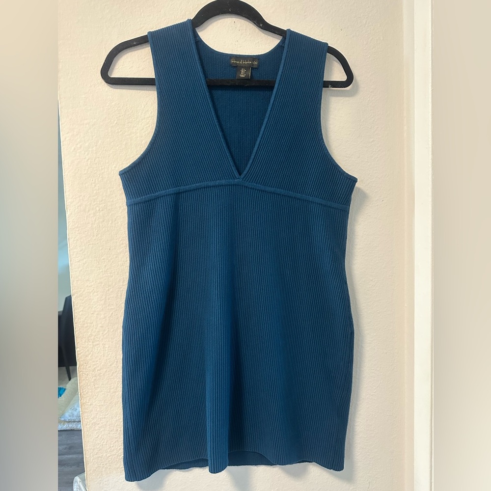 House of Harlow 1960 luxe essentials ribbed knit v-neck mini dress - Picture 3 of 3